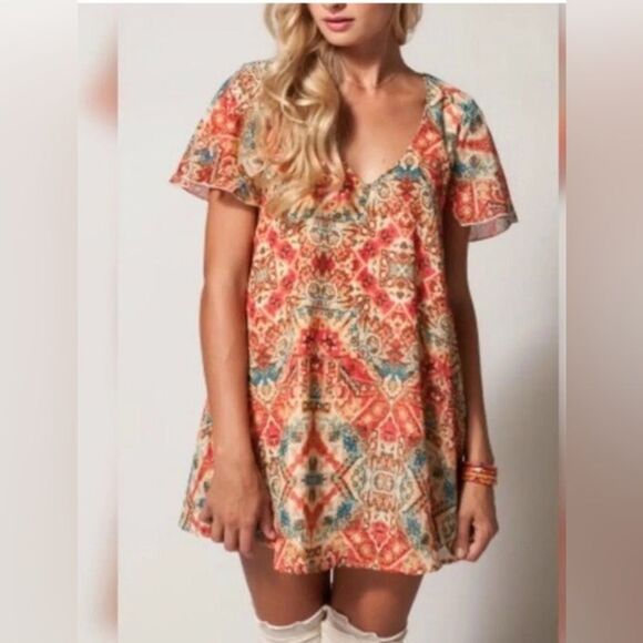 Show Me Your Mumu Women's Kylie Aztec Dress Bohemian Hippie Mini Size Small - Picture 1 of 9